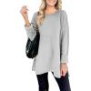 MEROKEETY Women’s Fall Winter Oversized Pullover Sweater Spring Casual Loose Crew Neck Long Sleeve Side Split Jumper Tops(Light Grey)