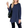 MEROKEETY Women’s Fall Winter Oversized Pullover Sweater Spring Casual Loose Crew Neck Long Sleeve Side Split Jumper Tops(Navy)