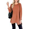 MEROKEETY Women’s Fall Winter Oversized Pullover Sweater Spring Casual Loose Crew Neck Long Sleeve Side Split Jumper Tops(Orange)