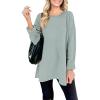 MEROKEETY Women’s Fall Winter Oversized Pullover Sweater Spring Casual Loose Crew Neck Long Sleeve Side Split Jumper Tops(Sage)