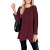 MEROKEETY Women’s Fall Winter Oversized Pullover Sweater Spring Casual Loose Crew Neck Long Sleeve Side Split Jumper Tops(Wine)