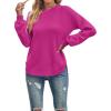 MEROKEETY Women’s Fall Winter Sweaters Casual Loose Cozy Sweater Tops Pullover Jumper 2025 Fashion Outfits(Magenta)