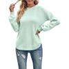 MEROKEETY Women’s Fall Winter Sweaters Casual Loose Cozy Sweater Tops Pullover Jumper 2025 Fashion Outfits(Mint)