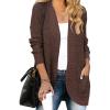 MEROKEETY Womens Long Sleeve Open Front Cardigans Chunky Knit Draped Sweaters Outwear(Coffee)
