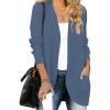 MEROKEETY Womens Long Sleeve Open Front Cardigans Chunky Knit Draped Sweaters Outwear(Dustyblue)