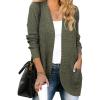 MEROKEETY Womens Long Sleeve Open Front Cardigans Chunky Knit Draped Sweaters Outwear(Green)