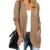 MEROKEETY Womens Long Sleeve Open Front Cardigans Chunky Knit Draped Sweaters Outwear(Khaki)