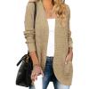MEROKEETY Womens Long Sleeve Open Front Cardigans Chunky Knit Draped Sweaters Outwear(Light Khaki)