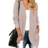 MEROKEETY Womens Long Sleeve Open Front Cardigans Chunky Knit Draped Sweaters Outwear(Light Pink)