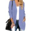 MEROKEETY Womens Long Sleeve Open Front Cardigans Chunky Knit Draped Sweaters Outwear(Lightpurple)