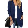 MEROKEETY Womens Long Sleeve Open Front Cardigans Chunky Knit Draped Sweaters Outwear(Navy)