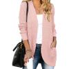 MEROKEETY Womens Long Sleeve Open Front Cardigans Chunky Knit Draped Sweaters Outwear(Pink)