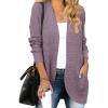 MEROKEETY Womens Long Sleeve Open Front Cardigans Chunky Knit Draped Sweaters Outwear(Purple)