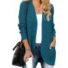 MEROKEETY Womens Long Sleeve Open Front Cardigans Chunky Knit Draped Sweaters Outwear(Teal)