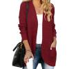 MEROKEETY Womens Long Sleeve Open Front Cardigans Chunky Knit Draped Sweaters Outwear(Wine)