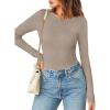 MEROKEETY Women’s Long Sleeve Ribbed Bodysuits Crew Neck Slim Body Suits 2026 Knit Sweater Tops(Cashmere)