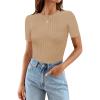 MEROKEETY Women’s Short Sleeve Crewneck Bodysuits Summer Ribbed Knit Tops Slim Fit Body Suit(Toffee)