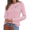 MEROKEETY Women’s Sweaters Fall 2025 Button Down Lace Casual Business Long Sleeve Crewneck Trendy Winter Pullover Sweater Top(Pink)