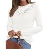 MEROKEETY Women’s Sweaters Fall 2025 Button Down Lace Casual Business Long Sleeve Crewneck Trendy Winter Pullover Sweater Top(White)