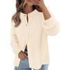 MEROKEETY Women’s Winter Fall Long Sleeve Cardigan Sweater 2026 Crew Neck Button Open Front Chunky Knit Outfits(Beige)