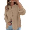 MEROKEETY Women’s Winter Fall Long Sleeve Cardigan Sweater 2026 Crew Neck Button Open Front Chunky Knit Outfits(Light Khaki)