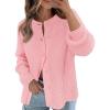 MEROKEETY Women’s Winter Fall Long Sleeve Cardigan Sweater 2026 Crew Neck Button Open Front Chunky Knit Outfits(Light Pink)