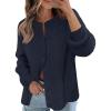 MEROKEETY Women’s Winter Fall Long Sleeve Cardigan Sweater 2026 Crew Neck Button Open Front Chunky Knit Outfits(Navy)
