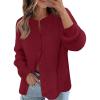 MEROKEETY Women’s Winter Fall Long Sleeve Cardigan Sweater 2026 Crew Neck Button Open Front Chunky Knit Outfits(Red)