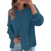 MEROKEETY Women’s Winter Fall Long Sleeve Cardigan Sweater 2026 Crew Neck Button Open Front Chunky Knit Outfits(Teal)