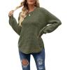 MEROKEETY Women’s Winter Fall Long Sleeve Tunic Sweaters 2026 Casual Trendy Crew Neck Waffle Knit Pullover Tops Jumper(Army Green)