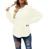 MEROKEETY Women’s Winter Fall Long Sleeve Tunic Sweaters 2026 Casual Trendy Crew Neck Waffle Knit Pullover Tops Jumper(Beige)
