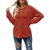 MEROKEETY Women’s Winter Fall Long Sleeve Tunic Sweaters 2026 Casual Trendy Crew Neck Waffle Knit Pullover Tops Jumper(Brick Red)