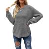 MEROKEETY Women’s Winter Fall Long Sleeve Tunic Sweaters 2026 Casual Trendy Crew Neck Waffle Knit Pullover Tops Jumper(Charcoal)