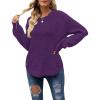 MEROKEETY Women’s Winter Fall Long Sleeve Tunic Sweaters 2026 Casual Trendy Crew Neck Waffle Knit Pullover Tops Jumper(Dark Purple)