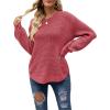 MEROKEETY Women’s Winter Fall Long Sleeve Tunic Sweaters 2026 Casual Trendy Crew Neck Waffle Knit Pullover Tops Jumper(Dusty Pink)