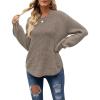 MEROKEETY Women’s Winter Fall Long Sleeve Tunic Sweaters 2026 Casual Trendy Crew Neck Waffle Knit Pullover Tops Jumper(Light Khaki)