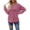 MEROKEETY Women’s Winter Fall Long Sleeve Tunic Sweaters 2026 Casual Trendy Crew Neck Waffle Knit Pullover Tops Jumper(Mauve)