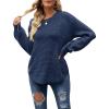 MEROKEETY Women’s Winter Fall Long Sleeve Tunic Sweaters 2026 Casual Trendy Crew Neck Waffle Knit Pullover Tops Jumper(Navy)