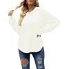 MEROKEETY Women’s Winter Fall Long Sleeve Tunic Sweaters 2026 Casual Trendy Crew Neck Waffle Knit Pullover Tops Jumper(White)