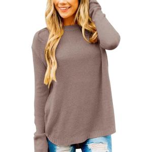 MEROKEETY Women’s Casual Long Sleeve Sweaters 2025 Loose Crew Neck Fall Winter Knit Pullover Sweater Tops(Etherea)