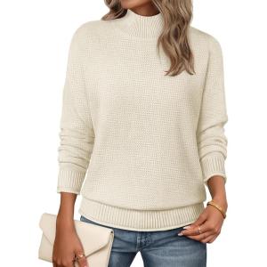 MEROKEETY Women’s Turtleneck Long Sleeve Sweater 2025 Fall Cozy Knit Loose Casual Trendy Pullover Tops Winter Clothes(Apricot)