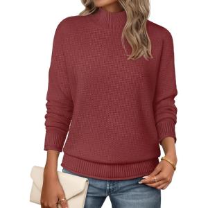 MEROKEETY Women’s Turtleneck Long Sleeve Sweater 2025 Fall Cozy Knit Loose Casual Trendy Pullover Tops Winter Clothes(Mauve)