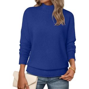 MEROKEETY Women’s Turtleneck Long Sleeve Sweater 2025 Fall Cozy Knit Loose Casual Trendy Pullover Tops Winter Clothes(Royalblue)