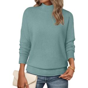 MEROKEETY Women’s Turtleneck Long Sleeve Sweater 2025 Fall Cozy Knit Loose Casual Trendy Pullover Tops Winter Clothes(Sage)