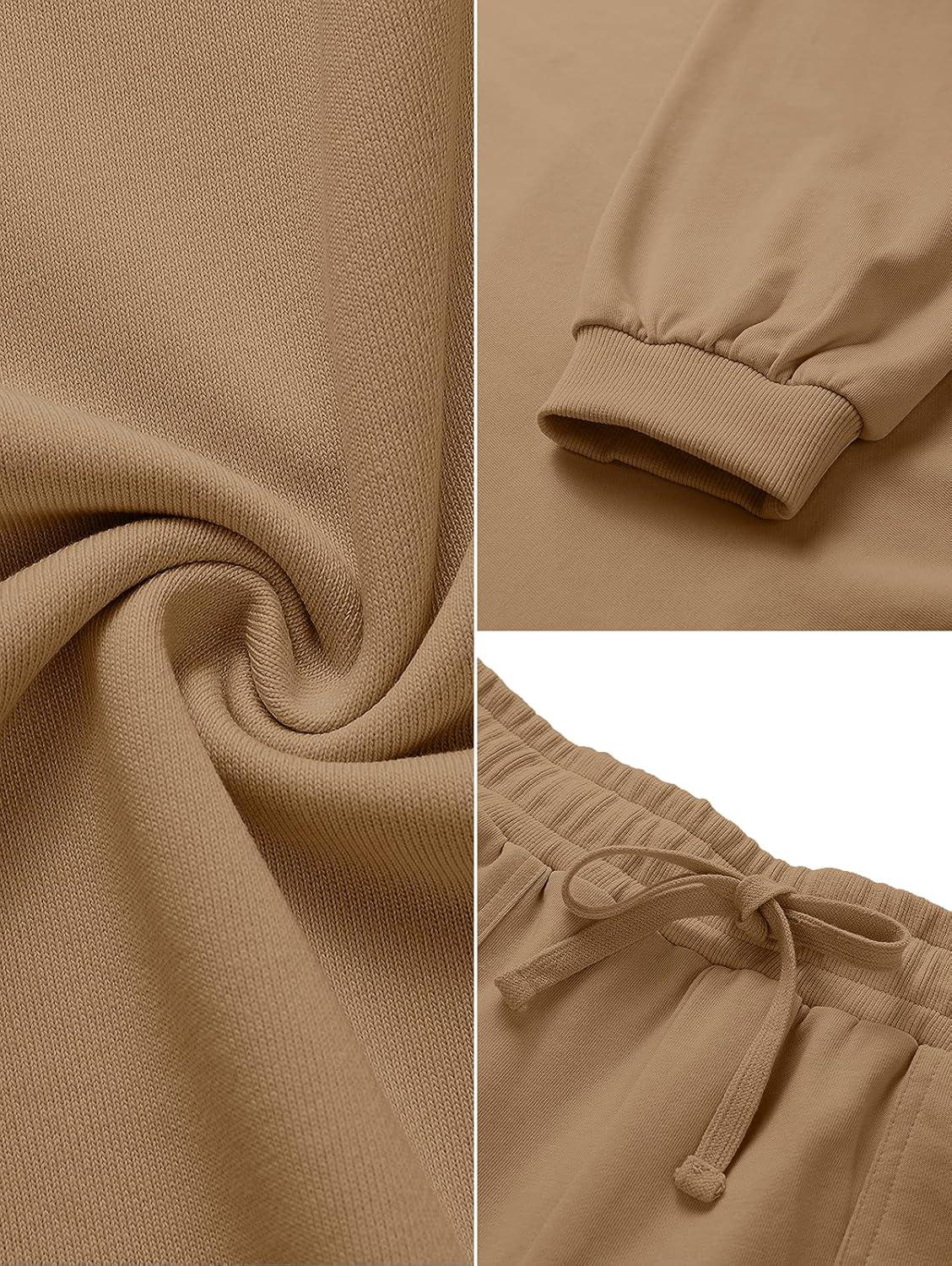 imageMEROKEETY 2026 Spring Lounge Sets for Women Oversized Batwing Sleeve Casual Top and Shorts 2 Piece Outfits Sweat SetKhaki