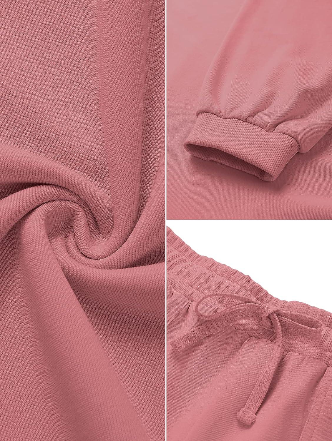 imageMEROKEETY 2026 Spring Lounge Sets for Women Oversized Batwing Sleeve Casual Top and Shorts 2 Piece Outfits Sweat SetPink
