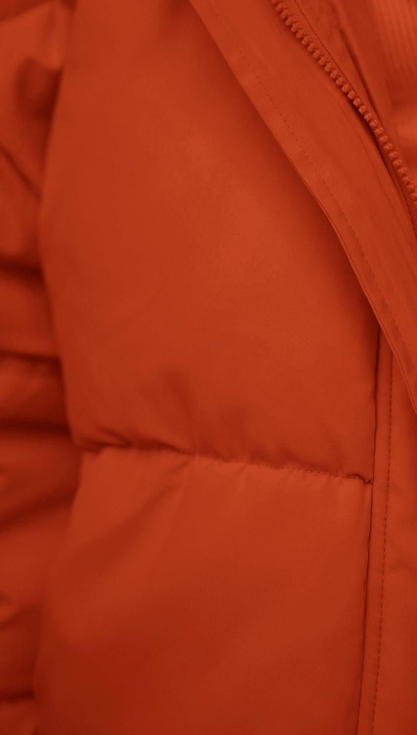 imageMEROKEETY Womens 2025 Winter Long Sleeve Zip Puffer Jacket Pockets Baggy Short CoatsOrange Red
