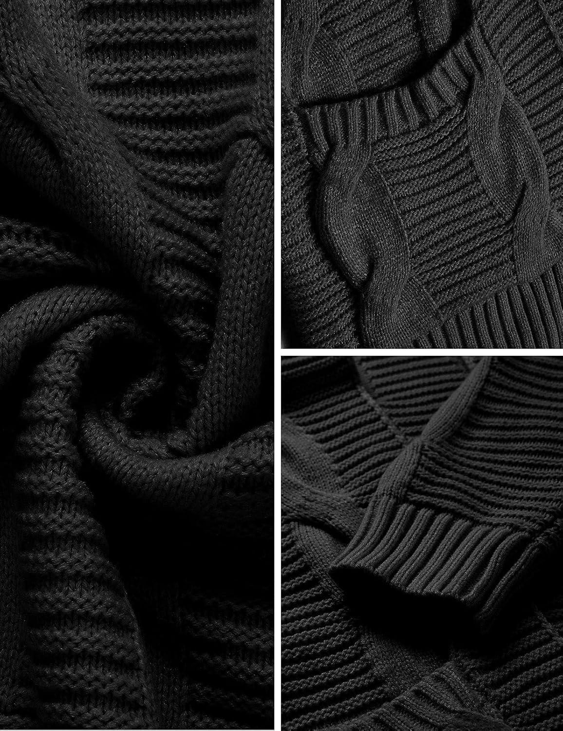 imageMEROKEETY Womens 2026 Long Sleeve Cable Knit Cardigan Sweaters Open Front Fall Outerwear Coat PocketsBlack