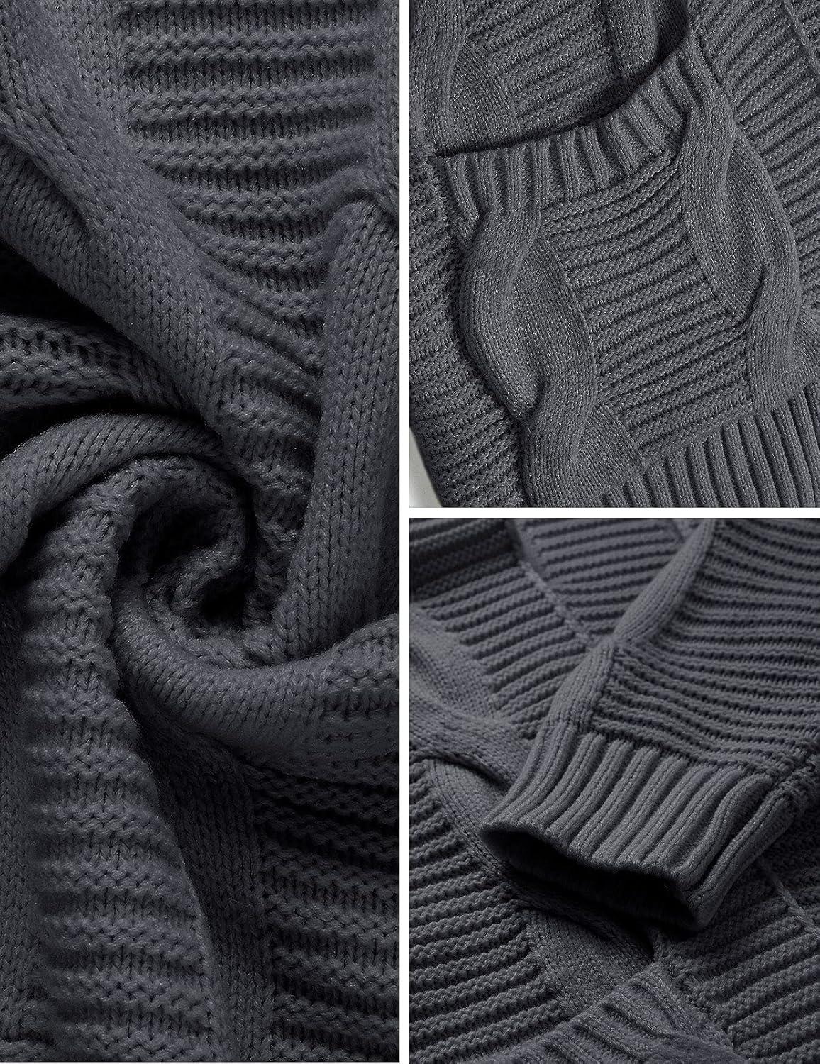 imageMEROKEETY Womens 2026 Long Sleeve Cable Knit Cardigan Sweaters Open Front Fall Outerwear Coat PocketsCharcoal