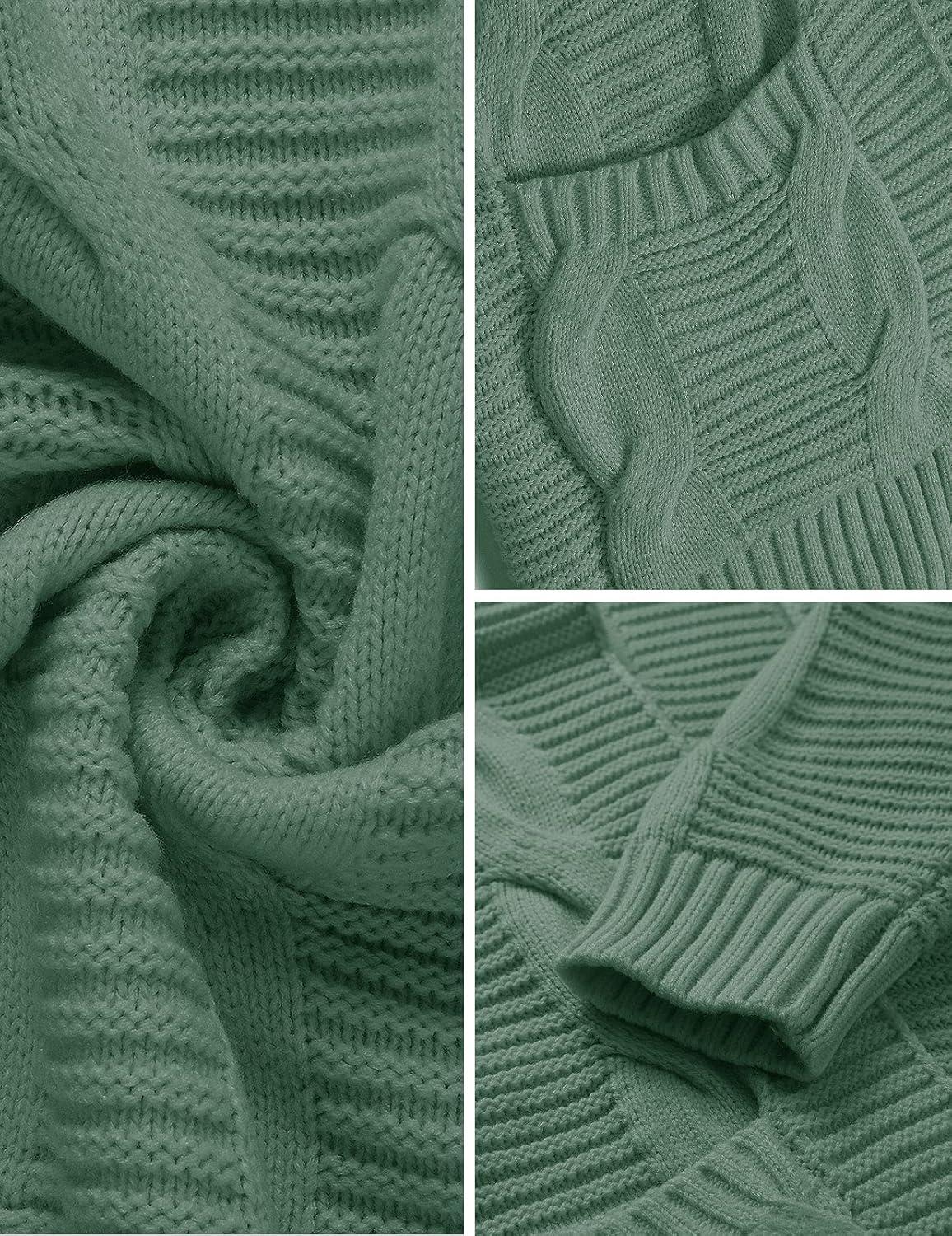 imageMEROKEETY Womens 2026 Long Sleeve Cable Knit Cardigan Sweaters Open Front Fall Outerwear Coat PocketsDusty Green